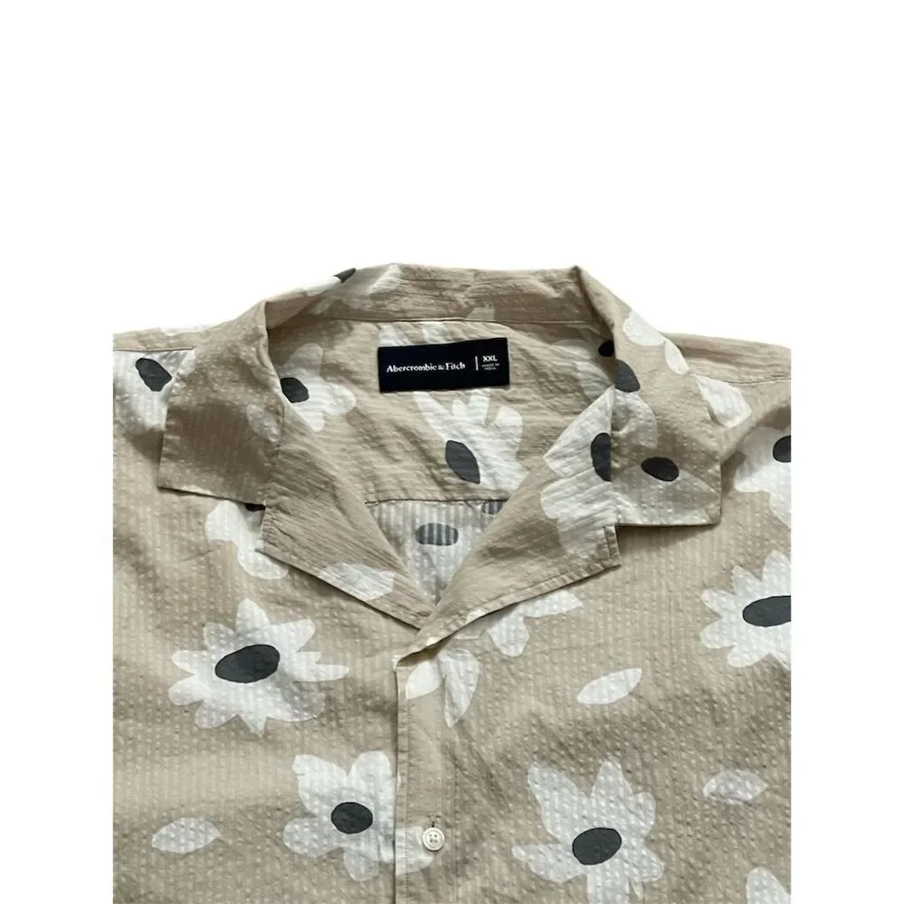 Abercrombie & Fitch Men's Floral Button-Up Shirt Beige Size XXL - Picture 2 of 3